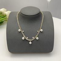 Elegant Flower Artificial Diamond Artificial Pearl Wholesale Pendant Necklace sku image 30