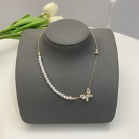 Elegant Flower Artificial Diamond Artificial Pearl Wholesale Pendant Necklace sku image 26
