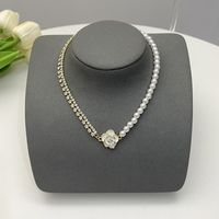 Elegant Flower Artificial Diamond Artificial Pearl Wholesale Pendant Necklace sku image 27