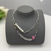 Elegant Flower Artificial Diamond Artificial Pearl Wholesale Pendant Necklace sku image 24