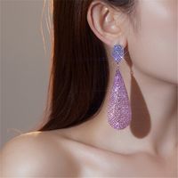 1 Paire Élégant Les Gouttelettes D'eau Placage Strass Plaqué Argent Boucles D'oreilles main image 5