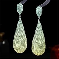 1 Pair Elegant Water Droplets Plating Rhinestone Silver Plated Drop Earrings main image 2
