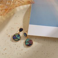 1 Pair Vintage Style Leaf Water Droplets Enamel Inlay Alloy Natural Stone Shell Drop Earrings main image 5
