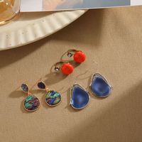 1 Pair Vintage Style Leaf Water Droplets Enamel Inlay Alloy Natural Stone Shell Drop Earrings main image 7