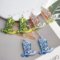 1 Pair Exaggerated Cowboy Style Boots Inlay Alloy Plastic Resin Drop Earrings main image 6