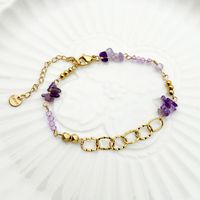 Casual Simple Style Oval 304 Stainless Steel Gravel 14K Gold Plated Natural Stone Crystal Bracelets In Bulk main image 1