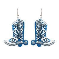1 Pair Exaggerated Cowboy Style Boots Inlay Alloy Plastic Resin Drop Earrings sku image 1