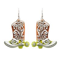 1 Pair Exaggerated Cowboy Style Boots Inlay Alloy Plastic Resin Drop Earrings sku image 2