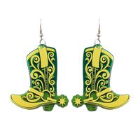 1 Pair Exaggerated Cowboy Style Boots Inlay Alloy Plastic Resin Drop Earrings sku image 3