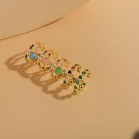 Elegant Sweet Heart Shape Copper Plating Inlay Opal Zircon 14k Gold Plated Open Rings main image 1