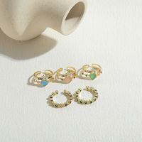 Elegant Sweet Heart Shape Copper Plating Inlay Opal Zircon 14k Gold Plated Open Rings main image 4
