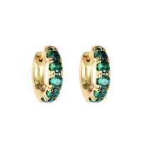 1 Pair Shiny Round Plating Inlay Copper Zircon 18K Gold Plated Hoop Earrings main image 5