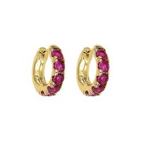 1 Pair Shiny Round Plating Inlay Copper Zircon 18K Gold Plated Hoop Earrings main image 3