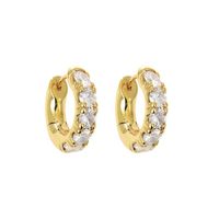 1 Pair Shiny Round Plating Inlay Copper Zircon 18K Gold Plated Hoop Earrings sku image 1
