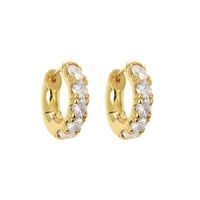 1 Pair Shiny Round Plating Inlay Copper Zircon 18K Gold Plated Hoop Earrings main image 2