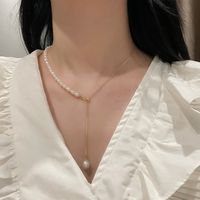 Elegant Round Freshwater Pearl Copper Necklace In Bulk main image 3