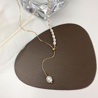 Elegant Round Freshwater Pearl Copper Necklace In Bulk main image 1