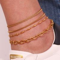 Simple Style Classic Style Solid Color 18k Gold Plated Stainless Steel Wholesale Anklet main image 2