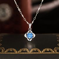 Elegant Luxurious Four Leaf Clover Sterling Silver Plating Inlay Zircon White Gold Plated Pendant Necklace sku image 2