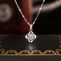 Elegant Luxurious Four Leaf Clover Sterling Silver Plating Inlay Zircon White Gold Plated Pendant Necklace main image 4