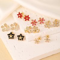 1 Pair Elegant Sweet Swan Flower Butterfly Plating Inlay 304 Stainless Steel Copper Zircon Gold Plated Ear Studs main image 1