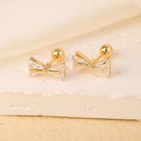 1 Pair Elegant Sweet Swan Flower Butterfly Plating Inlay 304 Stainless Steel Copper Zircon Gold Plated Ear Studs sku image 1