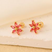 1 Pair Elegant Sweet Swan Flower Butterfly Plating Inlay 304 Stainless Steel Copper Zircon Gold Plated Ear Studs sku image 11