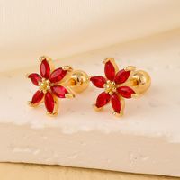 1 Pair Elegant Sweet Swan Flower Butterfly Plating Inlay 304 Stainless Steel Copper Zircon Gold Plated Ear Studs sku image 12