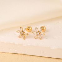 1 Pair Elegant Sweet Swan Flower Butterfly Plating Inlay 304 Stainless Steel Copper Zircon Gold Plated Ear Studs sku image 13