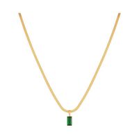 304 Stainless Steel 18K Gold Plated Elegant Retro Plating Inlay Square Artificial Rhinestones Pendant Necklace main image 4