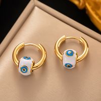 1 Pair Artistic Devil'S Eye Enamel Plating 304 Stainless Steel 18K Gold Plated Hoop Earrings main image 3