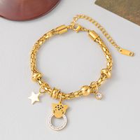 304 Stainless Steel 18K Gold Plated Cool Style Plating Inlay Animal Artificial Rhinestones Bracelets Earrings Necklace main image 4