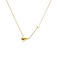 304 Stainless Steel 18K Gold Plated Modern Style Plating Pentagram Airplane Pendant Necklace main image 2