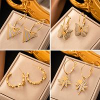 1 Pair Modern Style Triangle Star Butterfly Plating 304 Stainless Steel 18K Gold Plated Drop Earrings main image 1