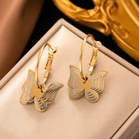 1 Pair Modern Style Triangle Star Butterfly Plating 304 Stainless Steel 18K Gold Plated Drop Earrings main image 5