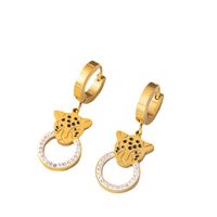 304 Stainless Steel 18K Gold Plated Cool Style Plating Inlay Animal Artificial Rhinestones Bracelets Earrings Necklace main image 6
