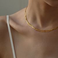 304 Stainless Steel 18K Gold Plated Lady Classic Style Plating Solid Color Necklace main image 5