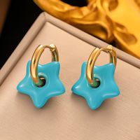 1 Pair Modern Style Star Plating 304 Stainless Steel 18K Gold Plated Drop Earrings main image 3
