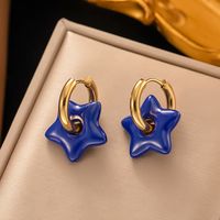 1 Pair Modern Style Star Plating 304 Stainless Steel 18K Gold Plated Drop Earrings sku image 3