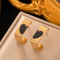 1 Pair Elegant Heart Shape Rectangle Plating 304 Stainless Steel Acrylic 18K Gold Plated Ear Studs sku image 3