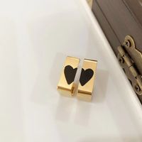 1 Pair Elegant Heart Shape Rectangle Plating 304 Stainless Steel Acrylic 18K Gold Plated Ear Studs main image 4