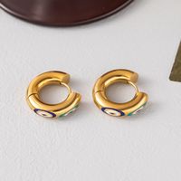 1 Pair Modern Style Devil'S Eye Enamel Plating 304 Stainless Steel 18K Gold Plated Hoop Earrings main image 5
