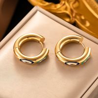 1 Pair Modern Style Devil'S Eye Enamel Plating 304 Stainless Steel 18K Gold Plated Hoop Earrings main image 1