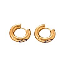 1 Pair Modern Style Devil'S Eye Enamel Plating 304 Stainless Steel 18K Gold Plated Hoop Earrings main image 4