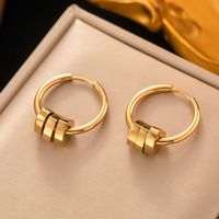 1 Pair Modern Style Star Heart Shape Flower Plating 304 Stainless Steel 18K Gold Plated Hoop Earrings sku image 1