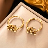 1 Pair Modern Style Star Heart Shape Flower Plating 304 Stainless Steel 18K Gold Plated Hoop Earrings sku image 3