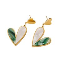 1 Pair Elegant Heart Shape Butterfly Plating Inlay 304 Stainless Steel Stone 18K Gold Plated Drop Earrings main image 4
