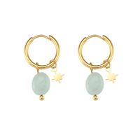 1 Pair Classic Style Geometric Plating Stainless Steel Natural Stone Gold Plated Earrings main image 4