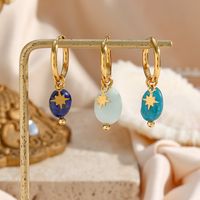 1 Pair Classic Style Geometric Plating Stainless Steel Natural Stone Gold Plated Earrings main image 3