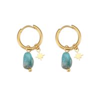 1 Pair Classic Style Geometric Plating Stainless Steel Natural Stone Gold Plated Earrings sku image 1